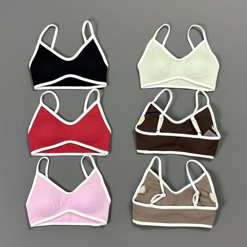 Yoga Strap Cotton - Kadınlar Kontrast Çizgili Yoga Sütyeni V